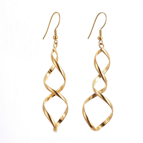 Ion Plating(IP) 304 Stainless Steel Dangle Earrings, Twisted