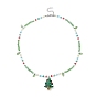 Acrylic Christmas Tree Pendant Necklace, Lampwork & Glass Beaded Chains Necklace