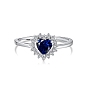 925 Sterling Silver Adjustable Rings, Birthstone Ring, with Cubic Zirconia Heart & 925 Stamp for Women, Real Platinum Plated