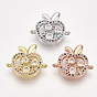 Brass Micro Pave Cubic Zirconia Links, Apple
