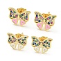 Bowknot Golden Brass Stud Earrings, with Enamel and Cubic Zirconia