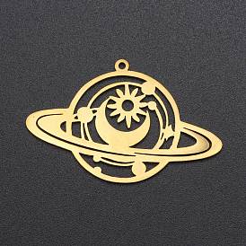 Ion Plating(IP) 201 Stainless Steel Pendants, Laser Cut, Planet