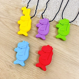 Dinosaur Food Grade Eco-Friendly Silicone Pendants, Chewing Beads For Teethers, DIY Nursing Necklaces Making