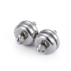 304 Stainless Steel Magnetic Clasps with Loops, Rondelle