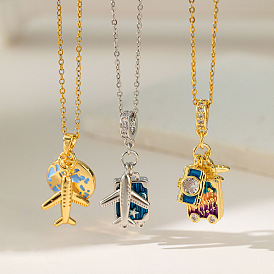 Самолет 304 ожерелья с подвесками из нержавеющей стали с микропаве из прозрачного кубического циркония