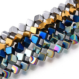 Гальванические нити из синтетических немагнитных гематитовых бусин, вакуумное покрытие pvd, диагональные кубические бусины