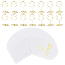 31Pcs Double Circle Carbon Steel Memo Photo Stand Holder, Card Note Clips, For Wedding Decoration, with 31Pcs Paper Arch Table Number 1~30 Cards