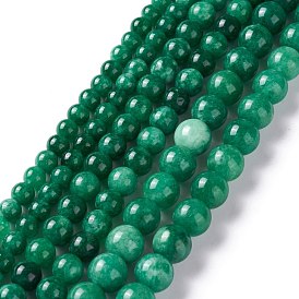 Natural White Jade Imitation Green Jasper Beads Strands, Round, Dyed