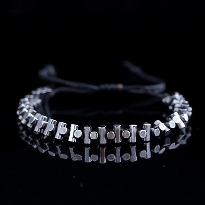 Синтетические немагнитные гематитовые бусины, плетеные браслеты из бусин для мужчин, колонка