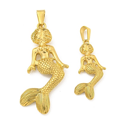 Ion Plating(IP) 304 Stainless Steel Pendants, Mermaid Charm