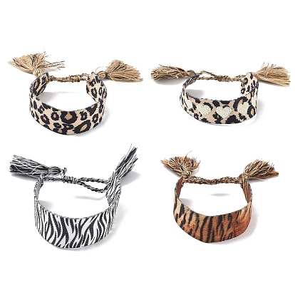 Регулируемые браслеты из полиэфирного шнура, с кисточкой