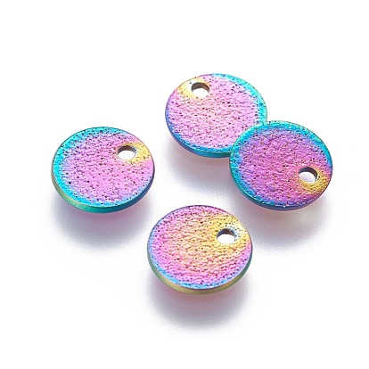 Ионное покрытие (ip) 304 брелоки из нержавеющей стали, , плоско-круглые