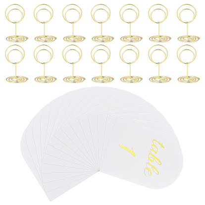 31Pcs Double Circle Carbon Steel Memo Photo Stand Holder, Card Note Clips, For Wedding Decoration, with 31Pcs Paper Arch Table Number 1~30 Cards