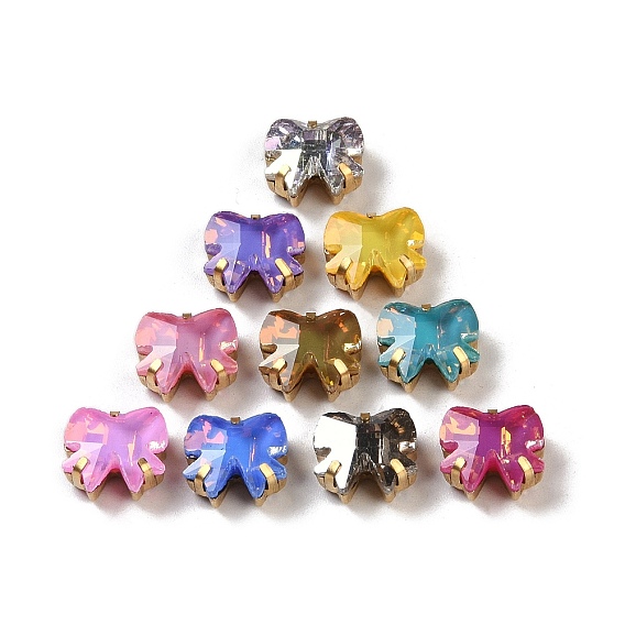 Бантик пришить к стразам, многожильных ссылки, k9 стеклянный хрусталь с латунными зубцами