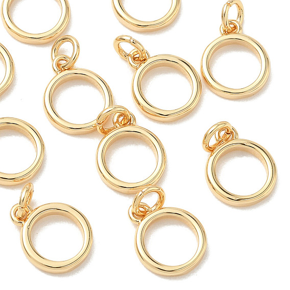 SHEGRACE Brass Charms, Cadmium Free & Nickel Free & Lead Free, Flat Round Charms