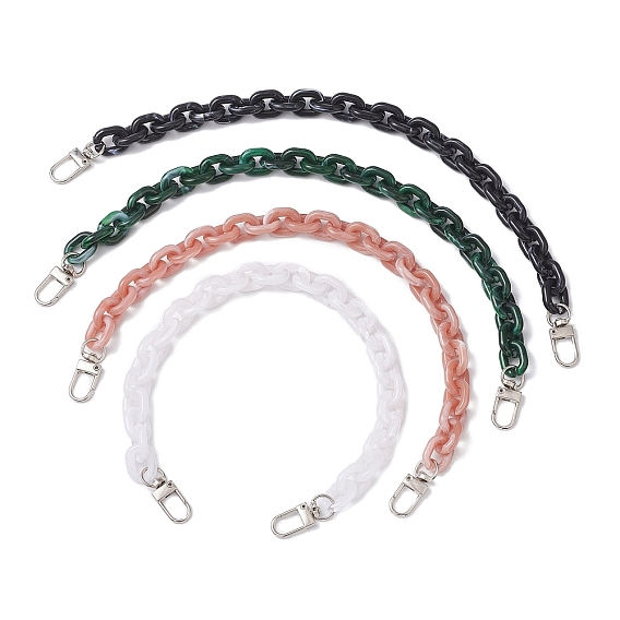 4 шт. 4 цвета акриловые кабельные цепочки для сумочек декоративные цепочки, с поворотными застежками сплава, платина