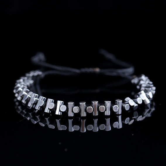 Синтетические немагнитные гематитовые бусины, плетеные браслеты из бусин для мужчин, колонка