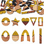 20Pcs 10 Styles Opaque Resin & Walnut Wood Pendants, with Glitter Powder, Mixed Shapes