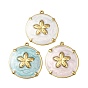 304 подвески из нержавеющей стали, с эмалью, плоские круглые и цветочные подвески, реальный 18 k позолоченный, ионное покрытие (ip)