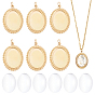 DIY Oval Pendant Making Kit, Inclduing 304 Stainless Steel Pendant Cabochon Settings, Oval Glass Cabochons