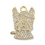 Brass Micro Pave Cubic Zirconia Pendants, Long-Lasting Plated, Dog