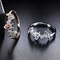 Halloween Brass Finger Ring, Cubic Zirconia Bat Ring