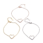 304 Stainless Steel Heart Link Bracelets, with Natural Shell and Lobster Claw Clasps, White