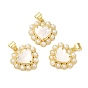 Natural Shell Pendants, Heart Charms with Ion Plating(IP) Real 14K Gold Plated Brass Findings and Plastic Beads