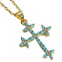 Real 14K Gold Plated Brass Cubic Zircon Pendant Necklace for Women, Cross