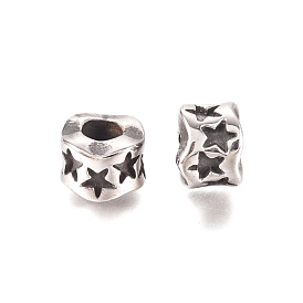 304 acier inoxydable perles européennes, Perles avec un grand trou   , rondelle avec étoile