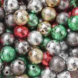 Perles acryliques opaques texturées de Noël, ronde