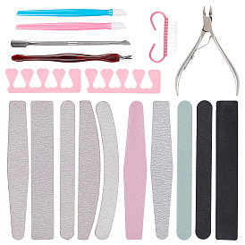 Olycraft Nail Care Kits, with Sponge Toe Splitter, Dead Skin Fork, Brushs, Sponge Nail File, Nail File, Nail Polishing Strip, Cuticle Pusher and Cutter, Stainless Steel Trim Cuticle Nipper