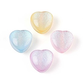 Прозрачный бисер cmолой, сердце, с блеском порошок