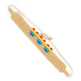Miyuki Seed Braided Bead Bracelet, Triple Hearts Friendship Bracelet for Women
