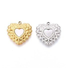 304 подвески из нержавеющей стали с натуральными белыми ракушками, сердце прелести, цвет морской раковины