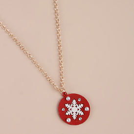 Alloy Christmas Necklace with Snowflake Pendant - Cute Doll, Fashionable Accessory.
