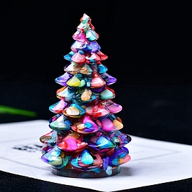 Resin Christmas Tree Display Decoration, with Shell Chips inside Statues for Home Office Decorations