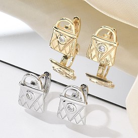 Серьги-кольца из латуни и стекла, запирать