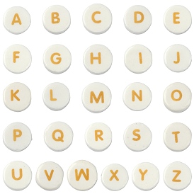 Handmade Printed Porcelain Beads, Letter A~Z