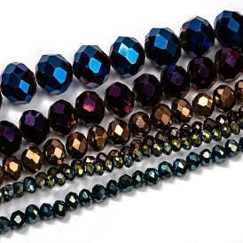  Electroplate Glass Bead Strands, Faceted, Rondelle