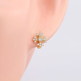 Vintage Cross Earrings with Gemstone for Women - Sterling Silver Christmas Ear Studs