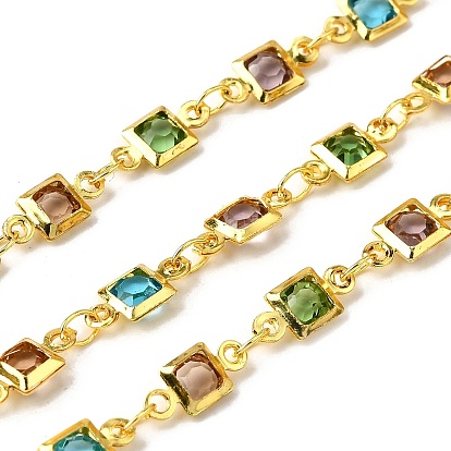 Латунные цепочки с квадратными звеньями, со стеклом, без свинца и без кадмия, долговечный, стойки покрытие, пайки, с катушкой