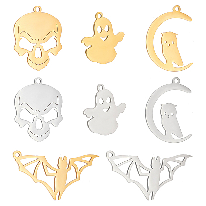 8Pcs 8 Style 201 Stainless Steel Pendants