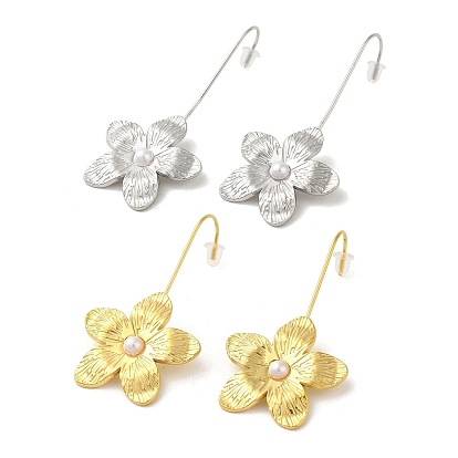 304 нержавеющая сталь, висячая серьга из пластика с жемчугом, цветок