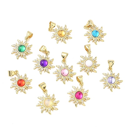 Латунные микро проложить кубического циркония подвески, cmолой, солнечные чары, золотые