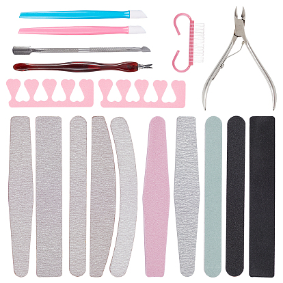Nail Care Kits, with Sponge Toe Splitter, Dead Skin Fork, Brushs, Sponge Nail File, Nail File, Nail Polishing Strip, Cuticle Pusher and Cutter, Stainless Steel Trim Cuticle Nipper
