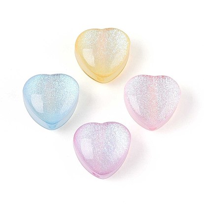 Прозрачный бисер cmолой, сердце, с блеском порошок