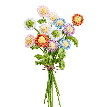 Цветочные украшения из пряжи для вязания крючком с железной проволокой, искусственный цветок, для украшения свадебного дома, с джутовым шнуром