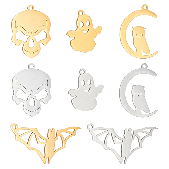 8Pcs 8 Style 201 Stainless Steel Pendants
