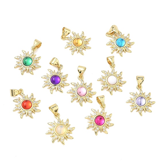 Латунные микро проложить кубического циркония подвески, cmолой, солнечные чары, золотые